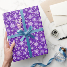 Papel De Presente Flocos de Neve Simples Roxo Branco Aquarela