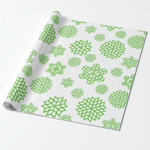 Papel De Presente Flocos de neve verdes e sem costura natalinos