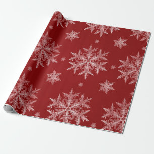 Papel De Presente Flocos de Neve Vermelho Natal Feriado