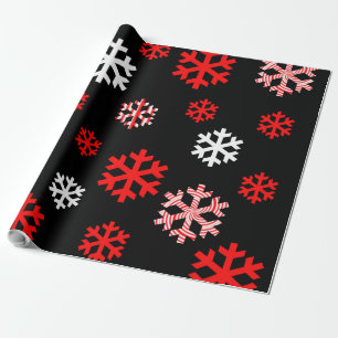Papel De Presente Flocos de neve vermelhos e brancos