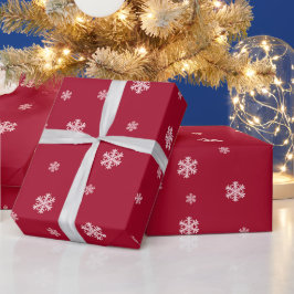 Papel De Presente Flocos de neve vermelhos feriado de Natal