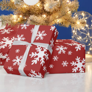 Papel De Presente Flocos de neve vermelhos Feriados de inverno de ne