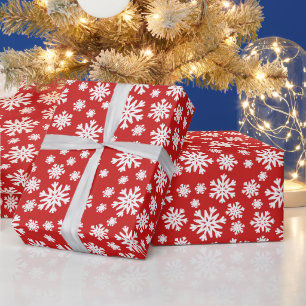 Papel De Presente Flocos de Neve Vermelhos Natal Festa Embrulho P