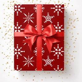 Papel De Presente Flocos de Neve Vermelhos Natal Festivo