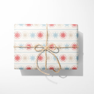 Papel De Presente Flocos Nórdicos De Neve Com Várias Colores