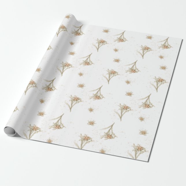 Papel De Presente Flor Alpina Edelweiss (Desenrolado)