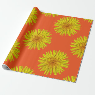 Papel De Presente Flor amarela enorme do dente-de-leão do verão em