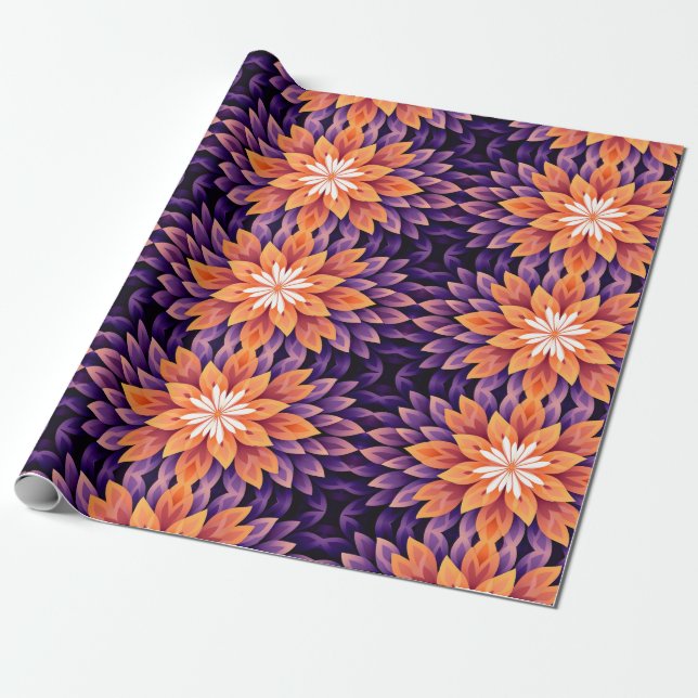 Papel De Presente Flor Ancorada Roxa e Branca (Desenrolado)