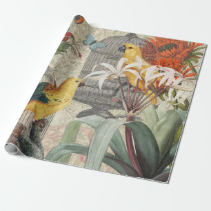 Papel De Presente Flor Anticial Tropical Amarelo-papagaio