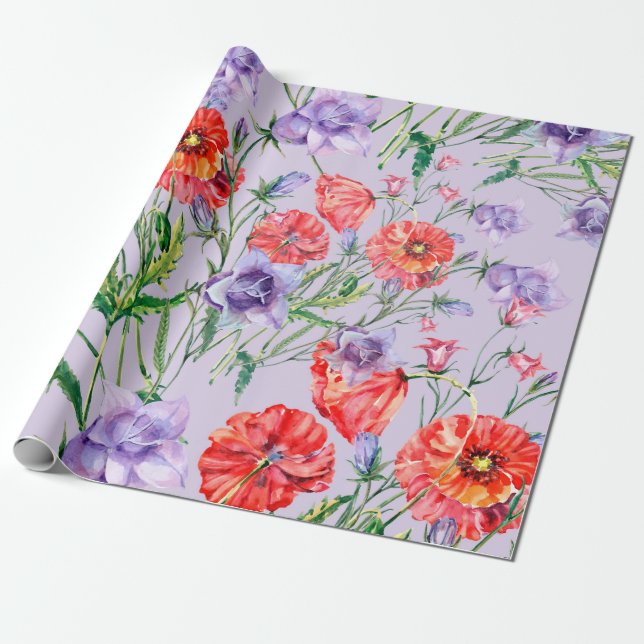 Papel De Presente Flor azul buquê, flor rosa e pop (Desenrolado)
