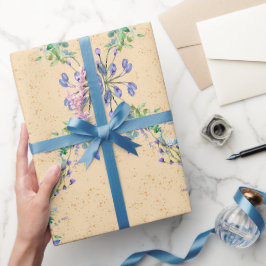 Papel De Presente Flor azul-claro e castanho-claro