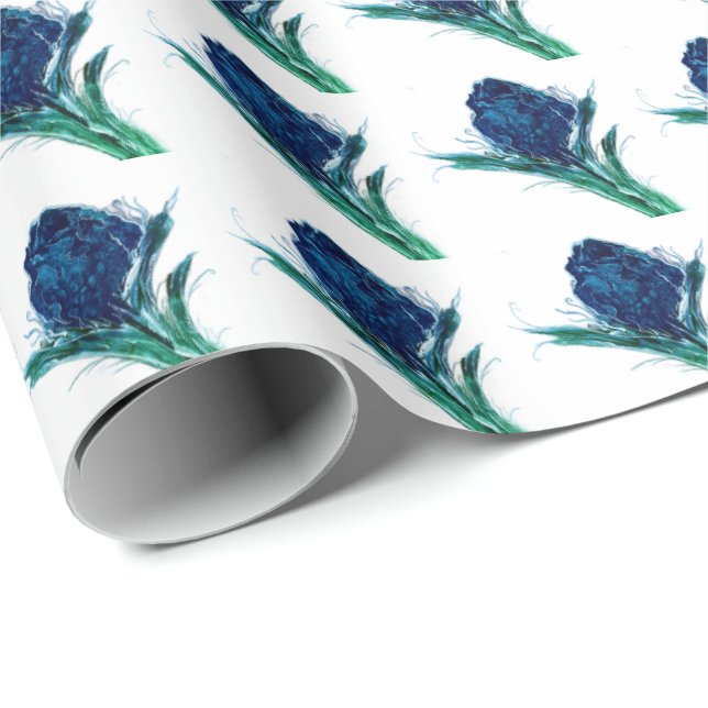 Papel De Presente Flor Azul Elegante (Ponta do rolo)