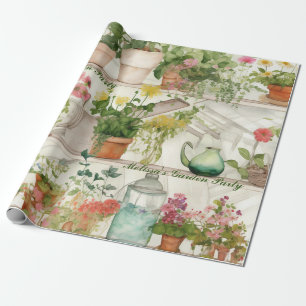 Papel De Presente Flor Botânica Vase Garden Plantas Aquarela