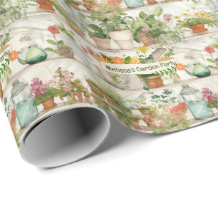 Papel De Presente Flor Botânica Vase Garden Plantas Aquarela