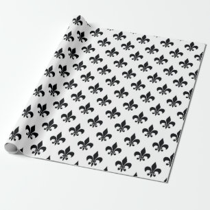 Papel De Presente Flor branco preto-de-lis