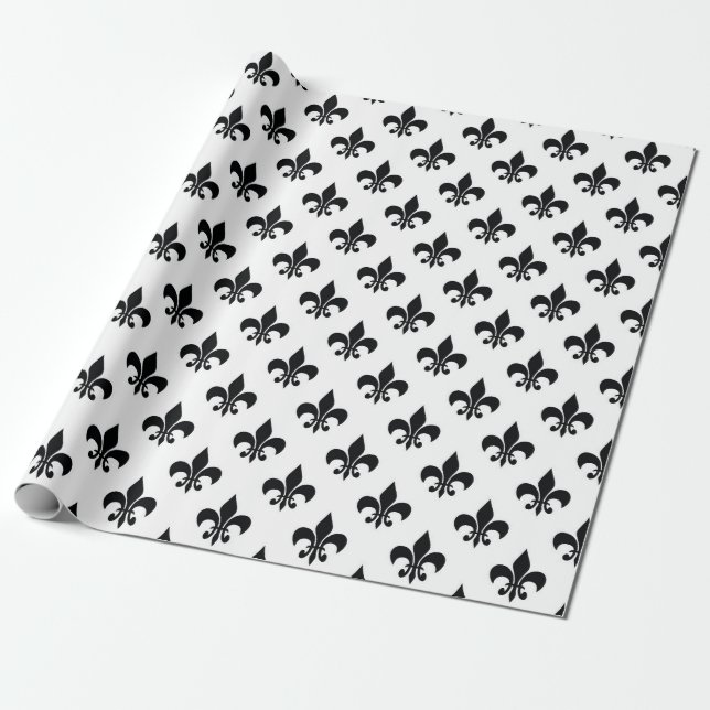 Papel De Presente Flor branco preto-de-lis (Desenrolado)