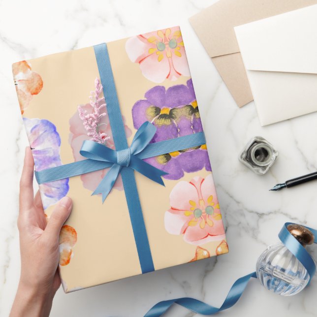 Papel De Presente Flor Colorida Bonita (Presentear)