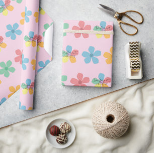 Papel De Presente Flor Colorida Diferente Não Menos Autismo Rosa TEA