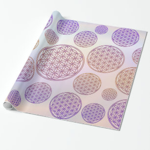 Papel De Presente Flor da Vida / Blume des Lebens - violeta padrão