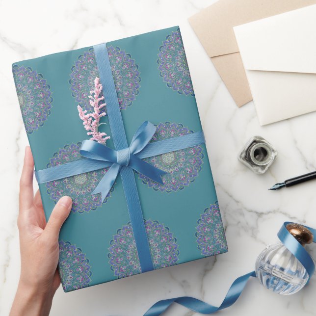 Papel De Presente Flor Da Vida - Estilo De Mandala Índia 1 (Presentear)