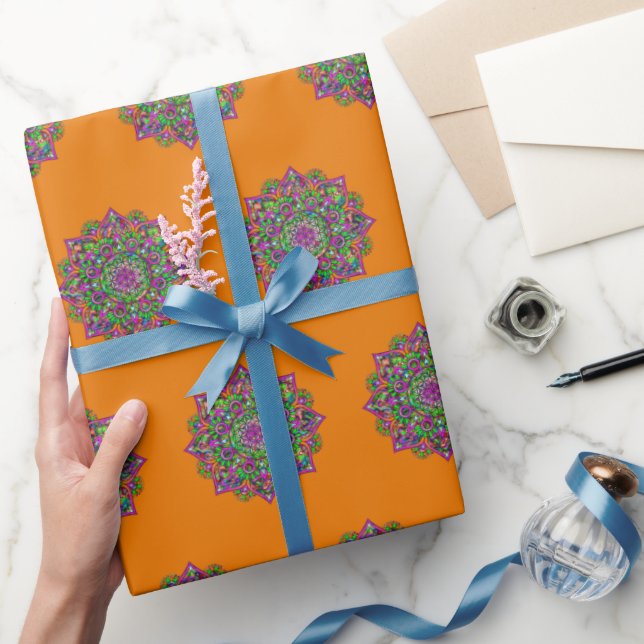 Papel De Presente Flor Da Vida - Índia Mandala 1 (Presentear)