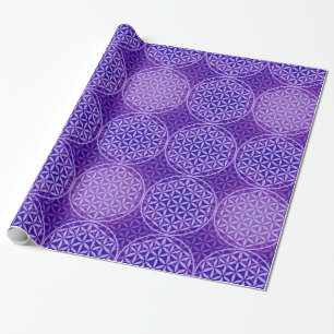 Papel De Presente Flor da vida - padrão do selo - roxo
