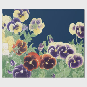 Papel De Presente Flor de Amor-Perfeito Japonesa Vintage Ukiyo-e Bot