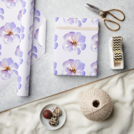 Papel De Presente Flor de aquarela azul