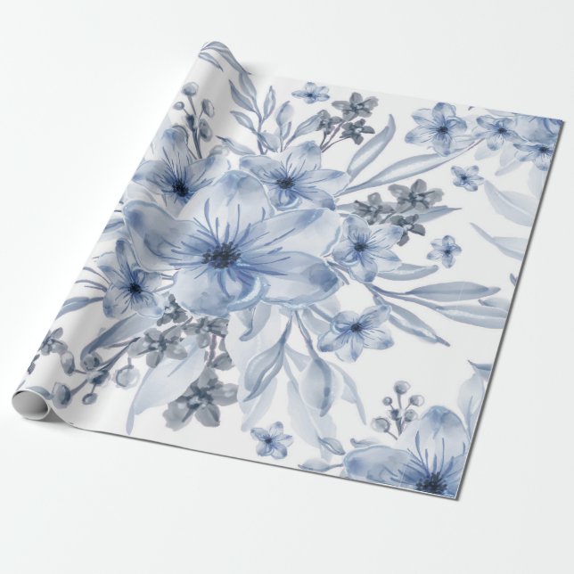 Papel De Presente Flor de aquarela química elegante (Desenrolado)