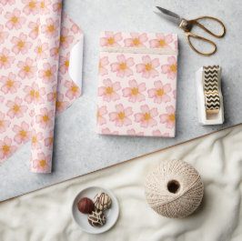 Papel De Presente Flor de aquarela rosa suave e pêssego