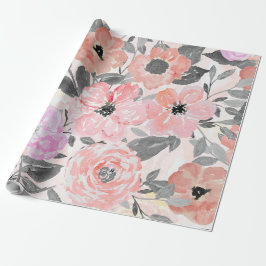 Papel De Presente Flor de aquarela simples elegante