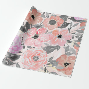Papel De Presente Flor de aquarela simples elegante