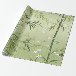 Papel De Presente Flor de Bambu Sereno Asiático (1)