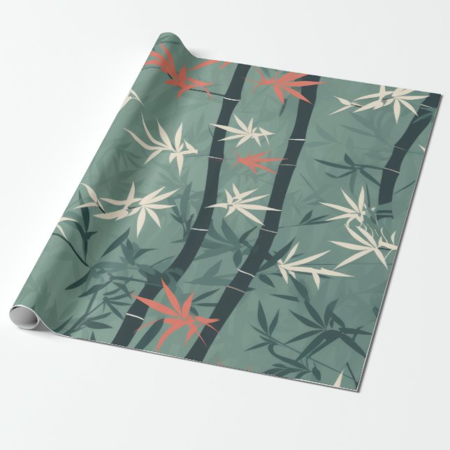 Papel De Presente Flor de Bambu Sereno Asiático  (7) (Desenrolado)