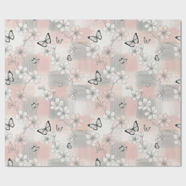 Papel De Presente Flor de Borboleta Elegante (3) (Aberto)