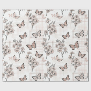 Papel De Presente Flor de Borboleta Elegante (6)