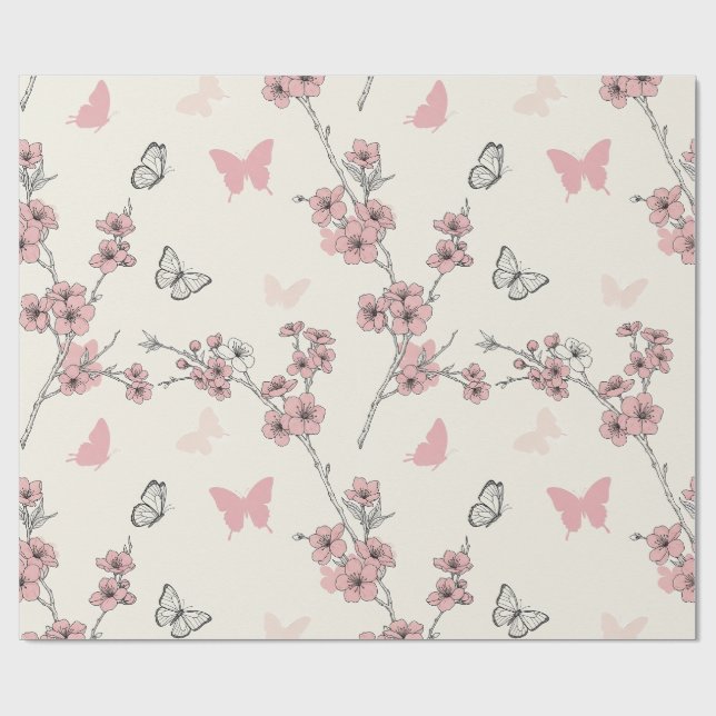 Papel De Presente Flor de Borboleta Elegante (9) (Aberto)