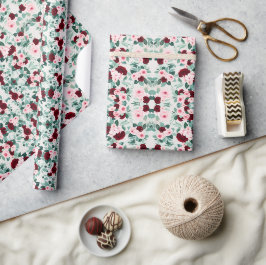 Papel De Presente Flor de Borgonha Elegante