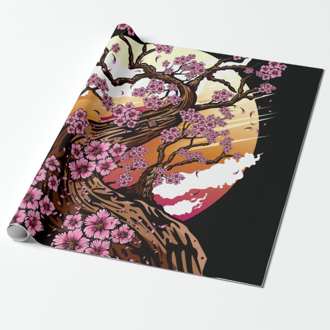 Papel De Presente Flor de Cereja Selvagem (Desenrolado)