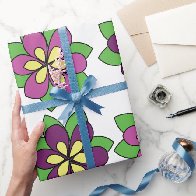 Papel De Presente Flor de Clematite Roxa (Presentear)
