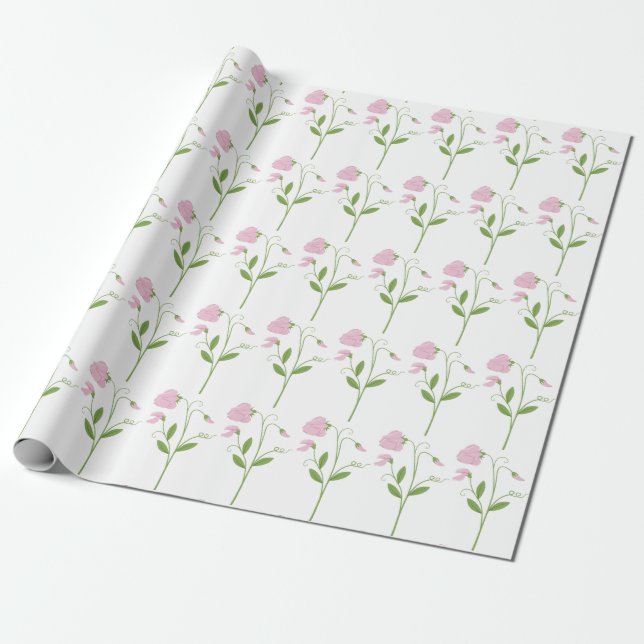 Papel De Presente Flor de Ervilha doce (Desenrolado)