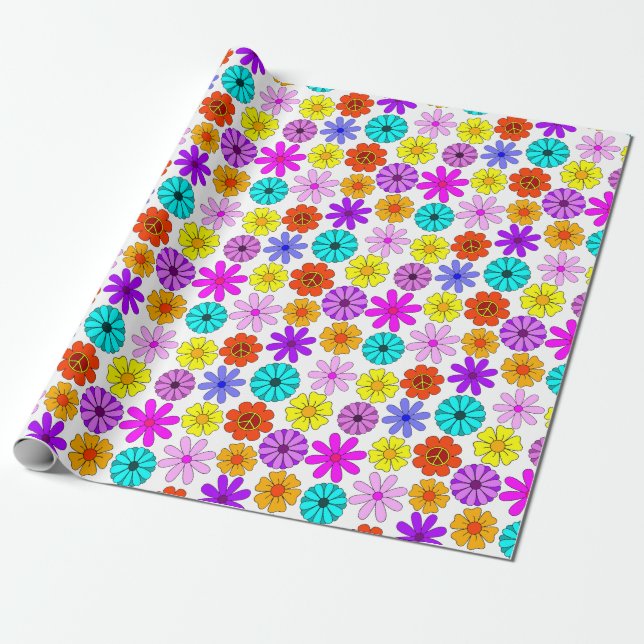Papel De Presente Flor de Hippie (Desenrolado)
