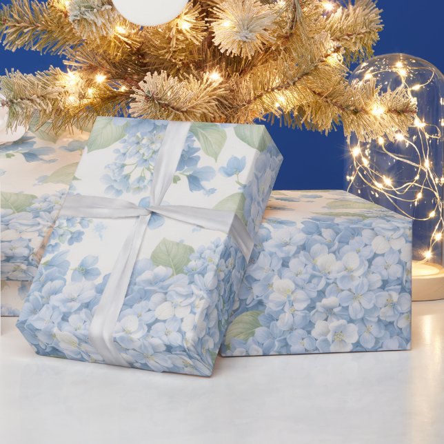 Papel de Presente Flor de Hortênsia Azul (Feriados)