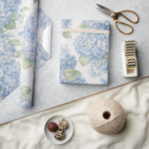 Papel de Presente Flor de Hortênsia Azul em Flor