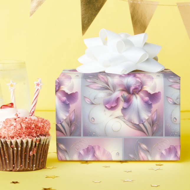 Papel De Presente Flor de Íris com Gravação a Ouro (Festa de aniversário)