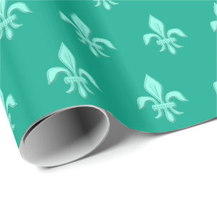 Papel De Presente Flor de lis no Aqua claro na turquesa