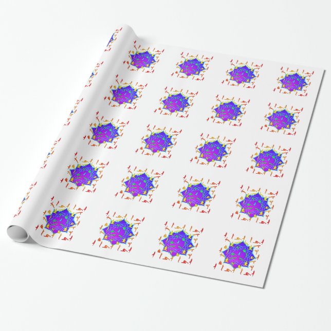 Papel De Presente Flor de Lótus Com Poses de Yoga (Desenrolado)