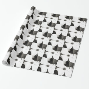 Papel De Presente Flor de madeira branca e preta