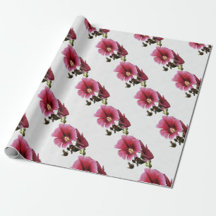 Papel De Presente Flor de Malva Hollyhock, Rosa Pesada