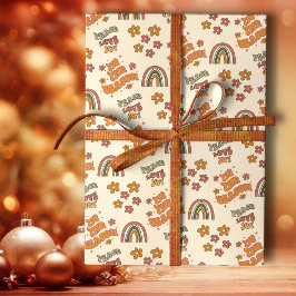 Papel De Presente Flor de Natal Arco-Íris Retrô